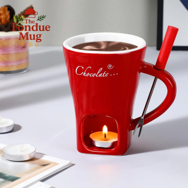 Ceramic chocolate cup with candle holder