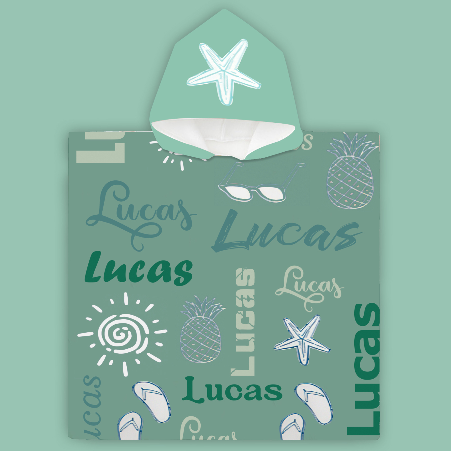 Personalized hooded beach towel perfect for summer and the beach
