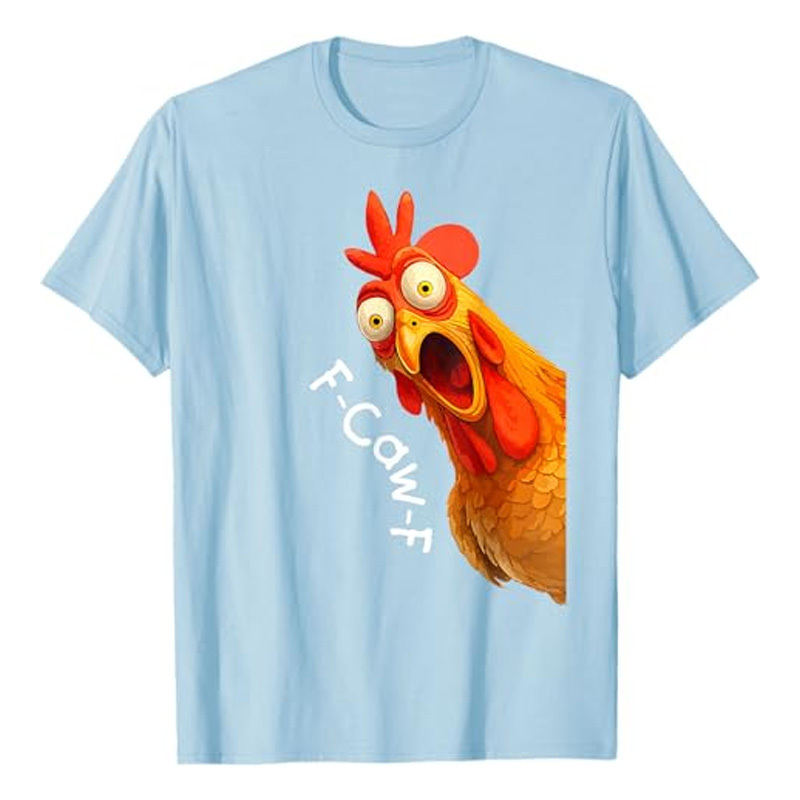 Cotton short-sleeved shirt with rooster print