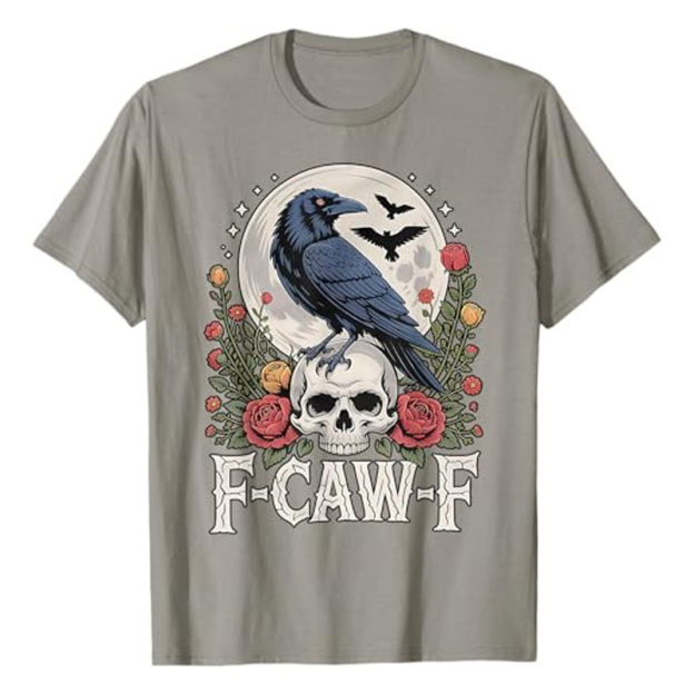 Round neck crow flower print short sleeves