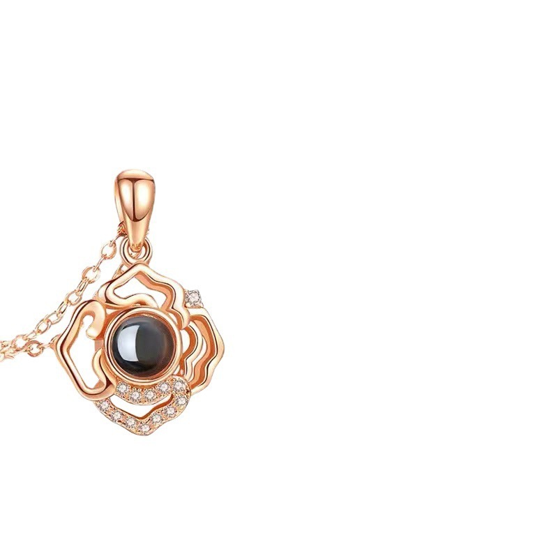 Personalized Carnation Projection Necklace