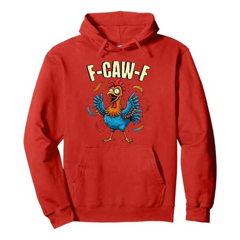Funny rooster print sweatshirt with hood