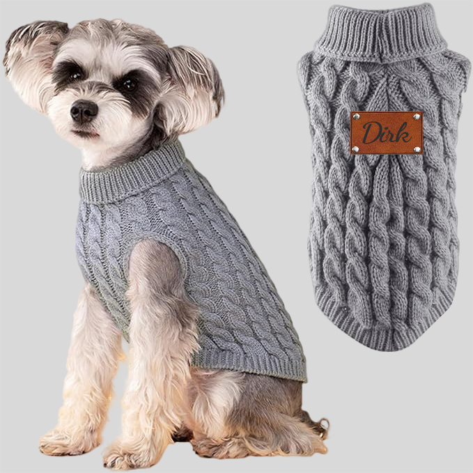 Personalised Name Leather Patch Pet Sweater