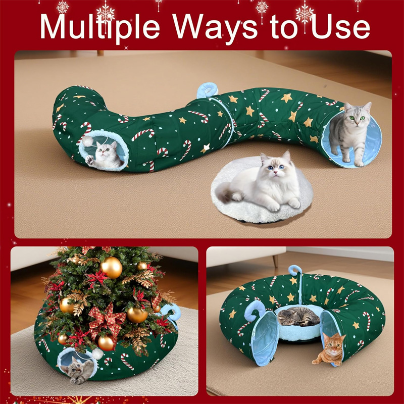 New Christmas Foldable Pet Tunnel