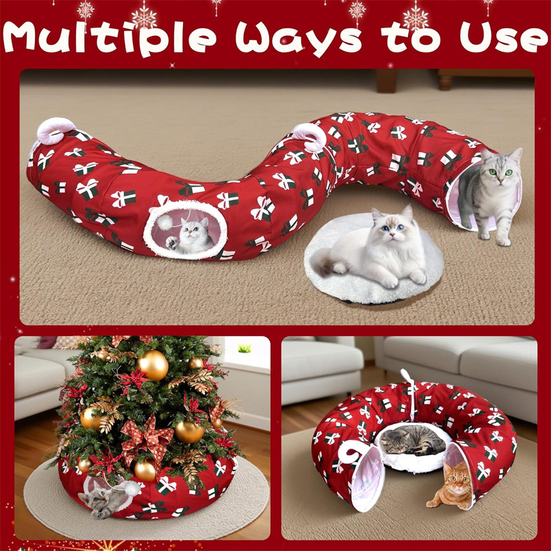 New Christmas Foldable Pet Tunnel