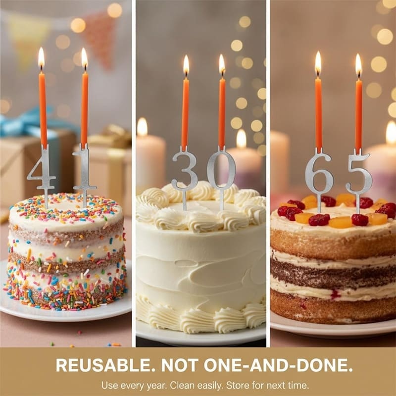 Digital birthday candle holder set