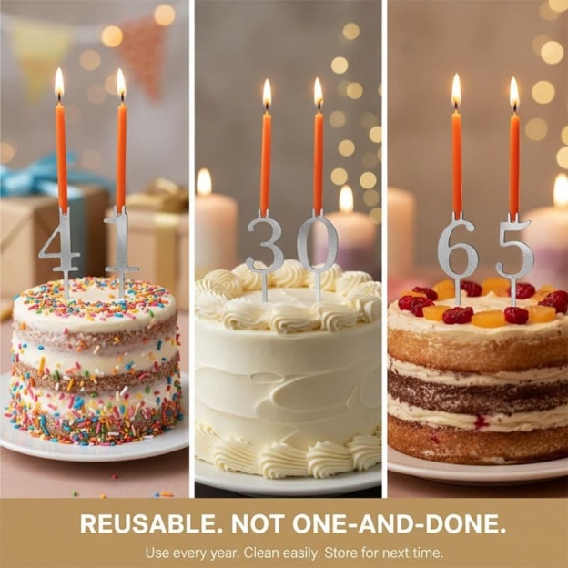 Digital birthday candle holder set