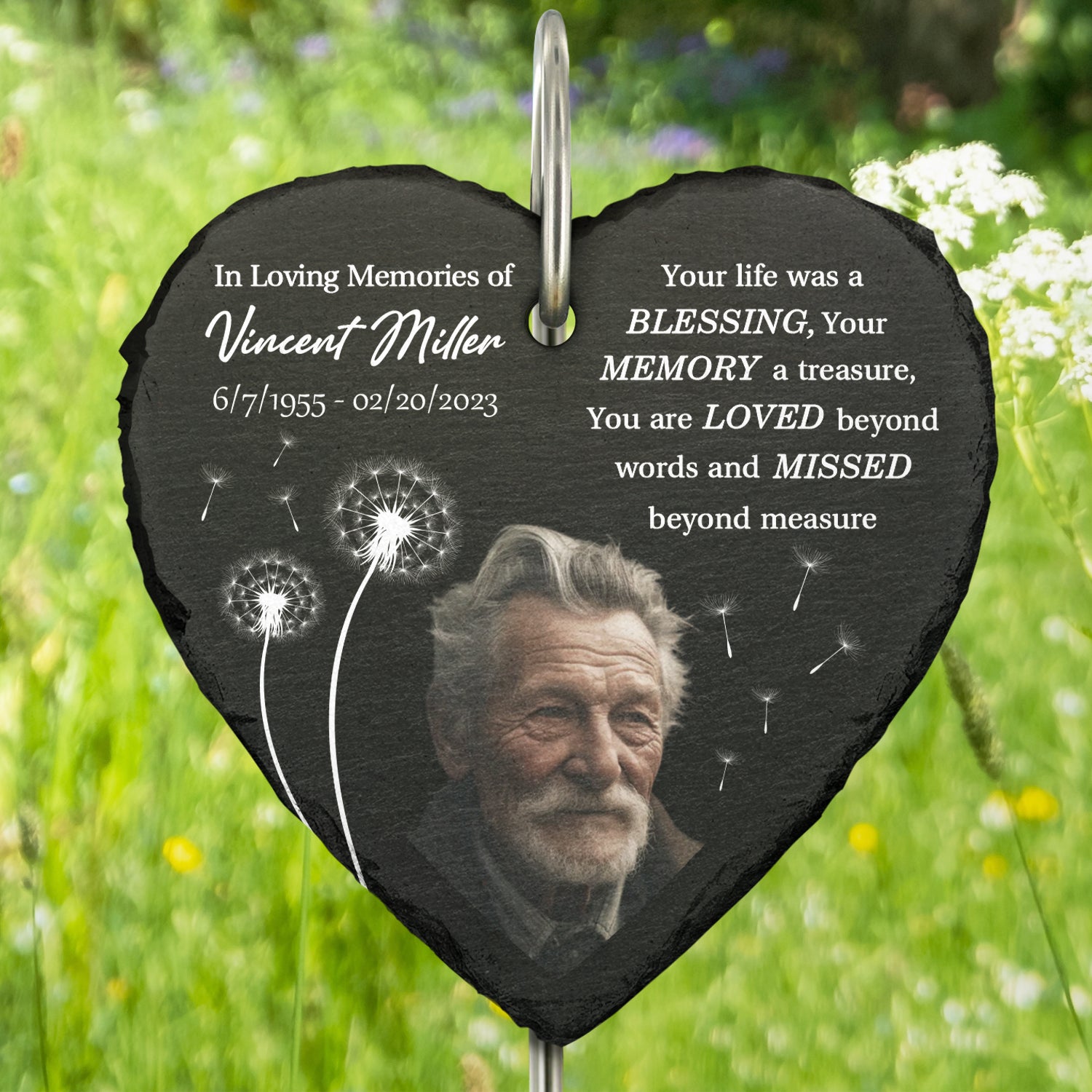 Personalized Heart Shaped Garden Slate & Hook