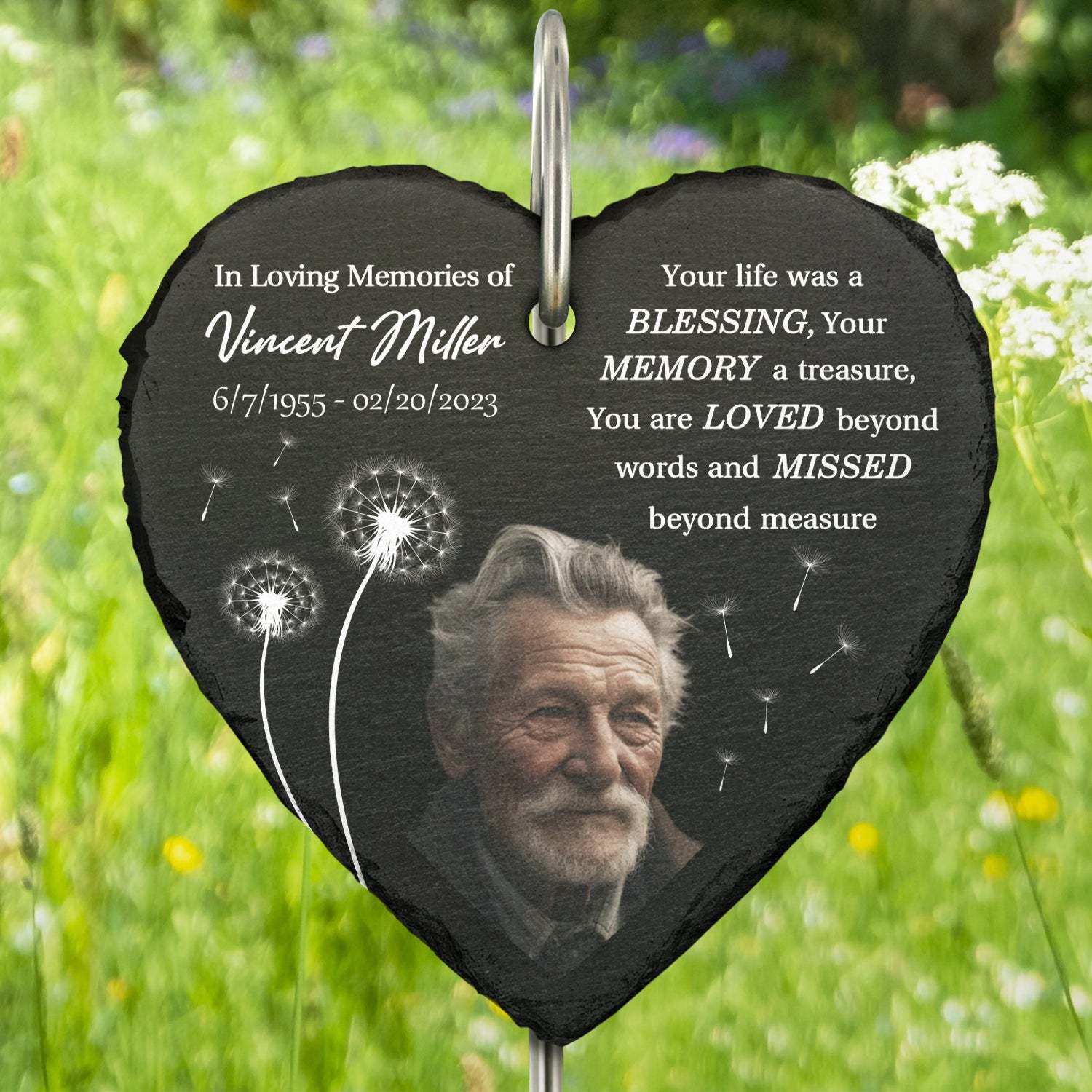 Personalized Heart Shaped Garden Slate & Hook