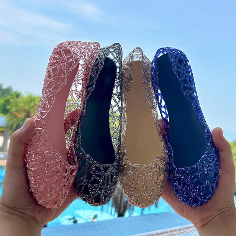 Hollow-out glitter non-slip sandals