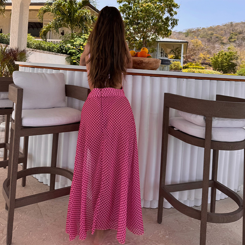 Retro beach print cover-up set
