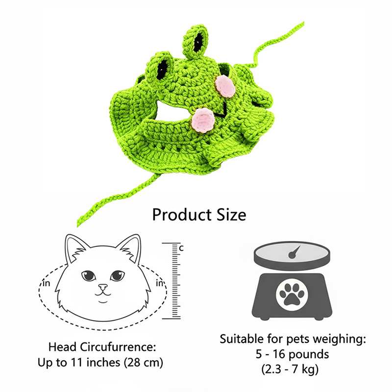 Hand-crocheted frog pet hat