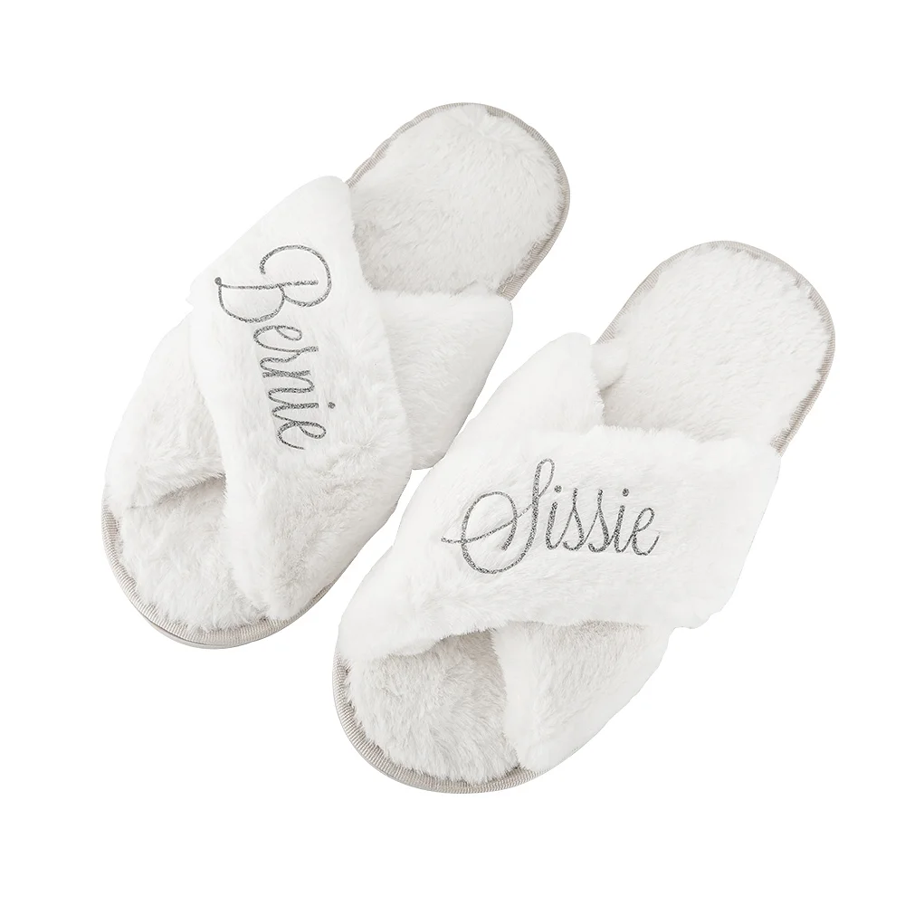 Personalized Bridal Slipper Bridesmaid Fluffy Slippers