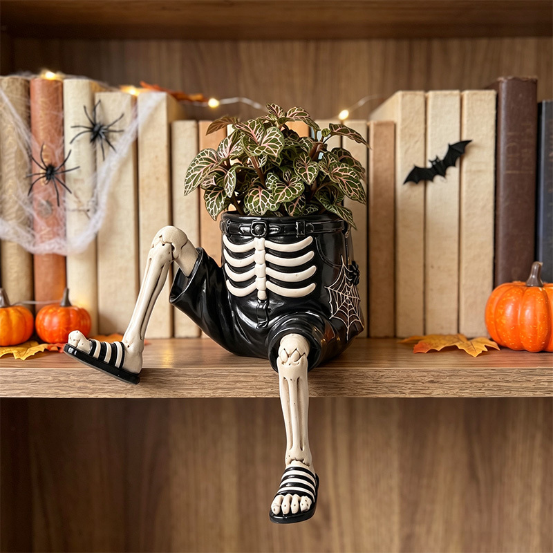 Fun Halloween Hanging Leg Flower Pot