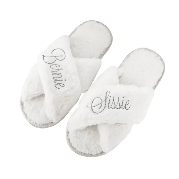Personalized Bridal Slipper Bridesmaid Fluffy Slippers