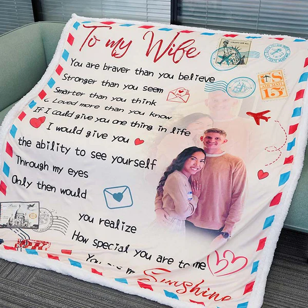 Personaliz To My Wife Blanket Custom Photo Blanket Valentine's Day Gift