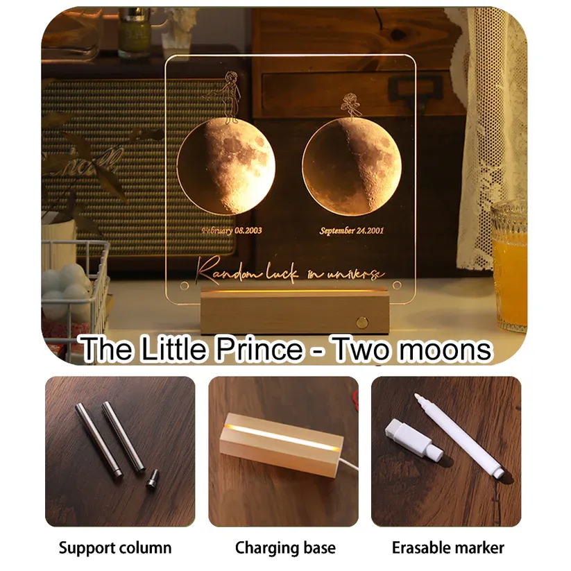 Custom Birth Moon Handwritable Lamp With Same Wallpaper