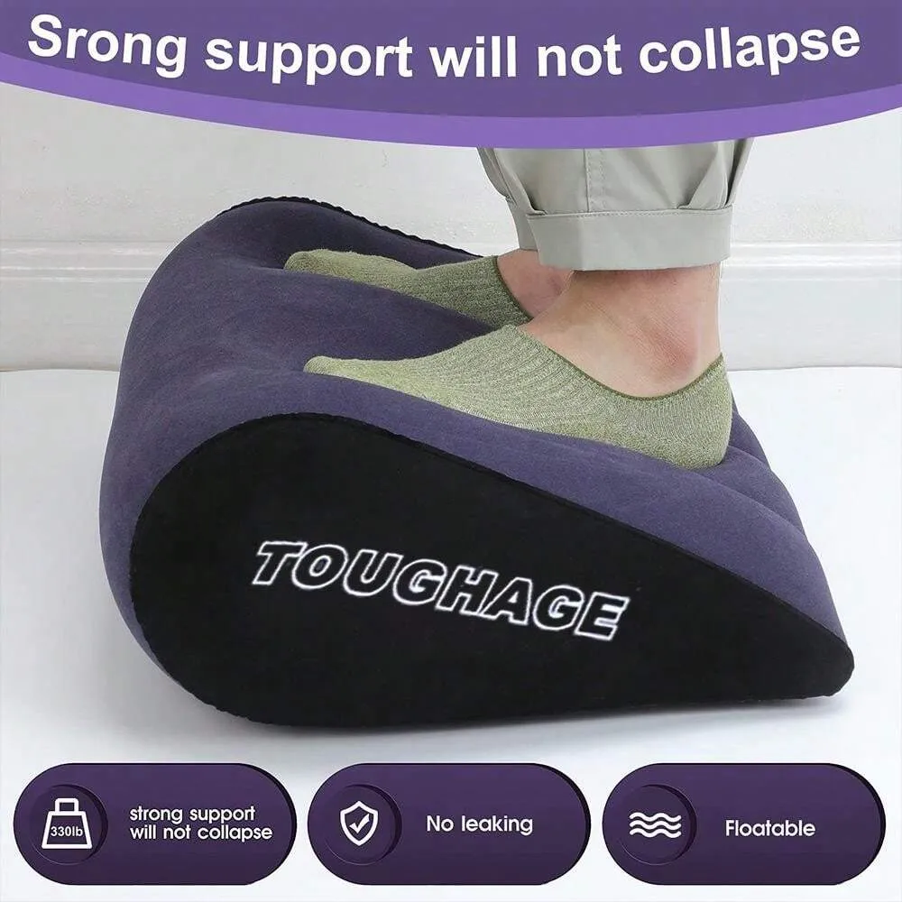 Foldable inflatable wedge-shaped pillow