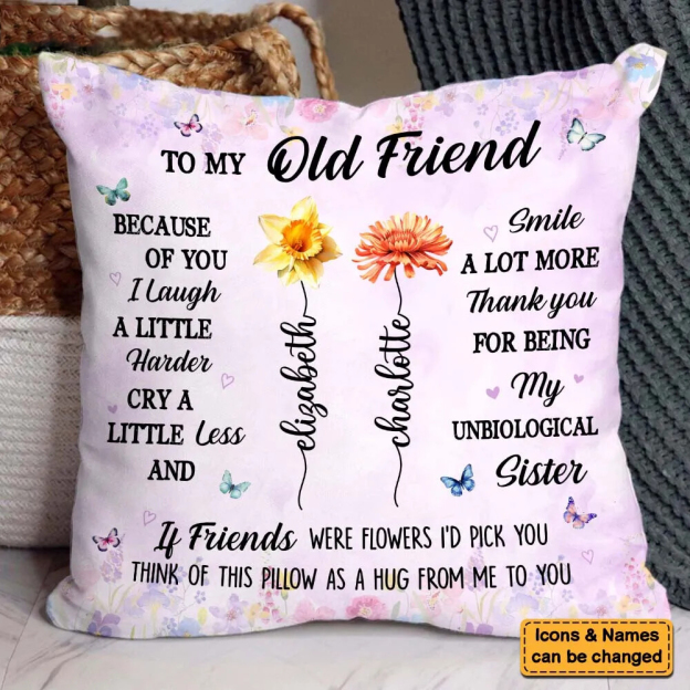 Personalized Friends Birth Flowers Pillow 