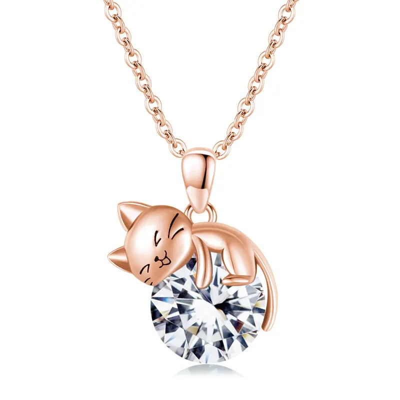 Cat pendant necklace with birthstone, gift for women, daughter and mother