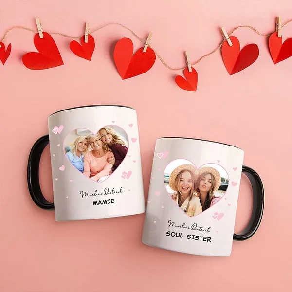 Personalized Heart Shaped Picture 11 Ounce Ceramic Coffee Mug for Friends and Family