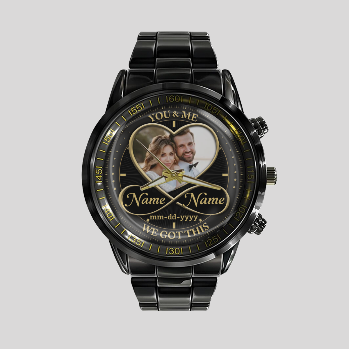 Couple Photo Upload - Custom Metal Watch - The best anniversary gift for husband
