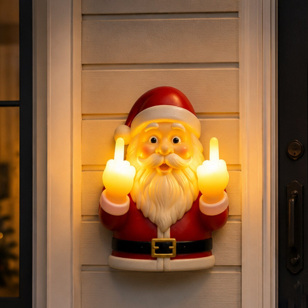Fun Light-Up Middle-Finger Santa Decoration
