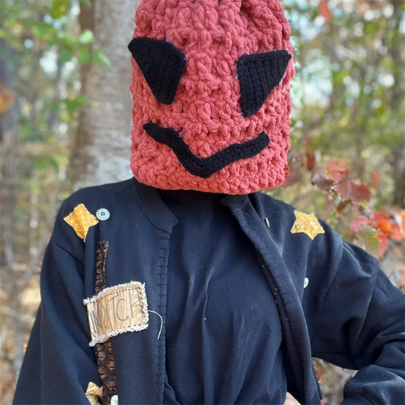 Hand-knitted pumpkin hat