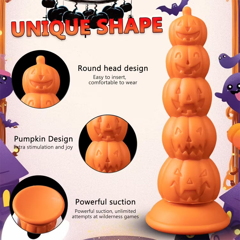 Halloween pumpkin shaped silicone butt plug