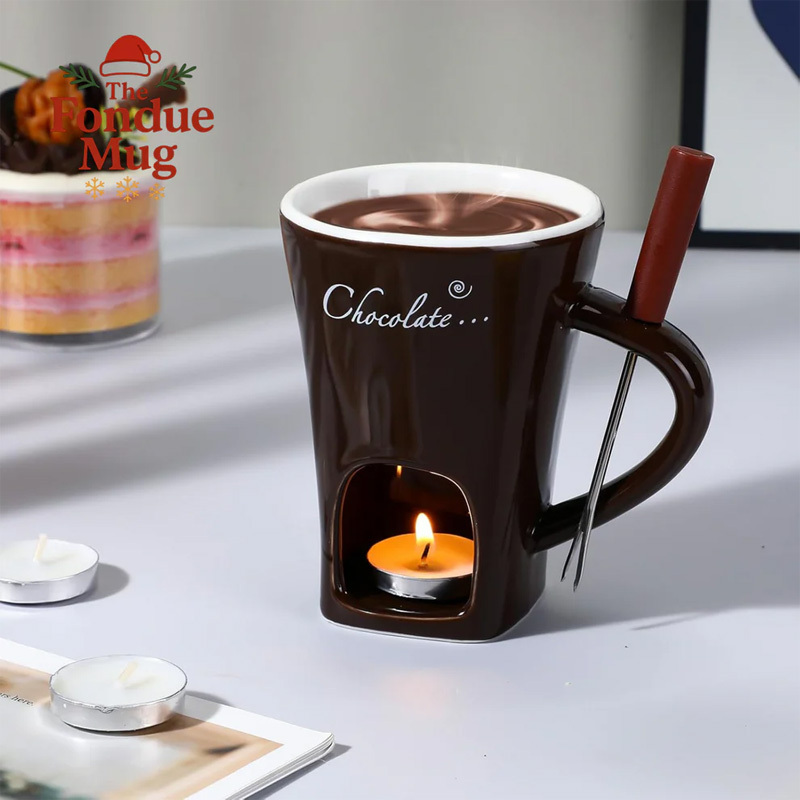 Ceramic chocolate cup with candle holder