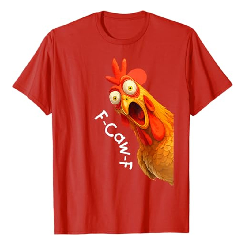 Cotton short-sleeved shirt with rooster print