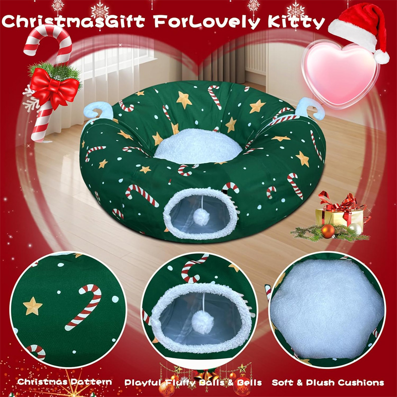New Christmas Foldable Pet Tunnel