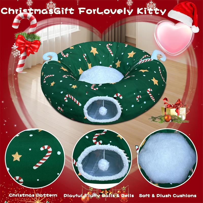 New Christmas Foldable Pet Tunnel