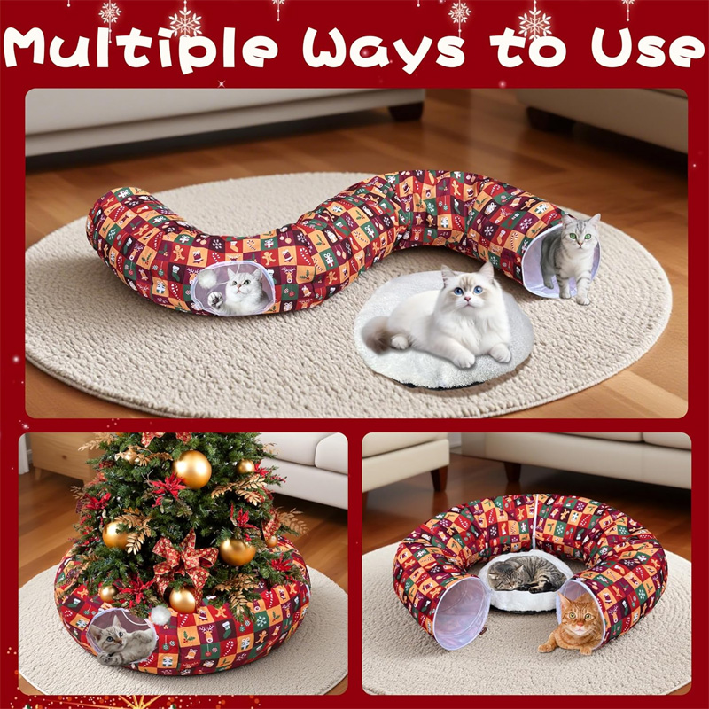 New Christmas Foldable Pet Tunnel
