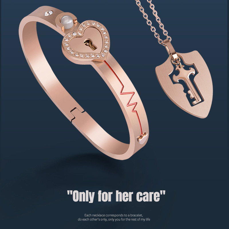 Couple's Bracelet and Love Lock Set