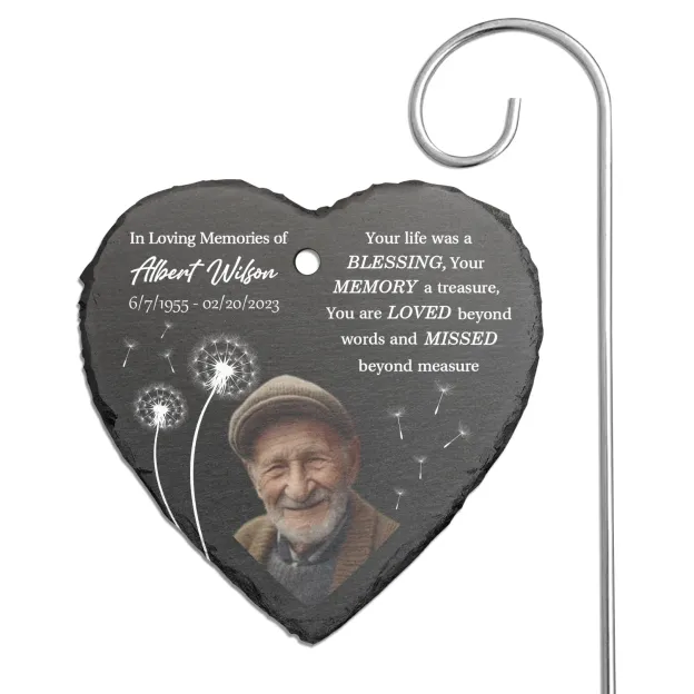 Personalized Heart Shaped Garden Slate & Hook