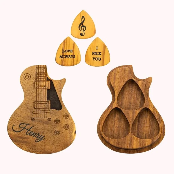 Personalized guitar pick with storage box