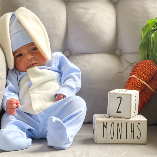 Customized name embroidered baby bunny ears onesie