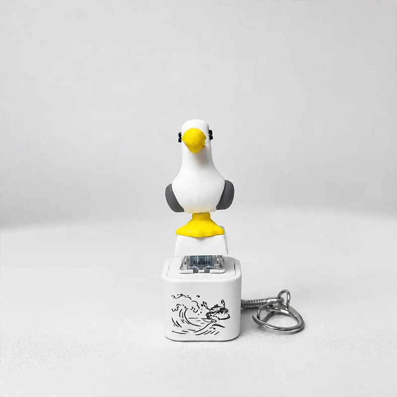 Seagull-shaped stress-relief button keychain