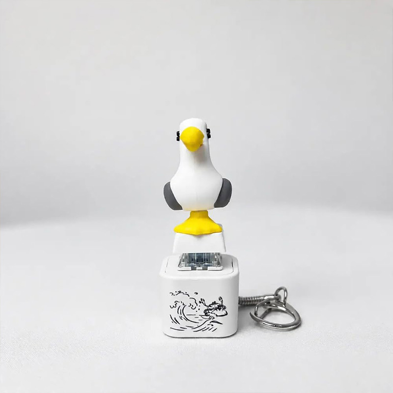 Seagull-shaped stress-relief button keychain