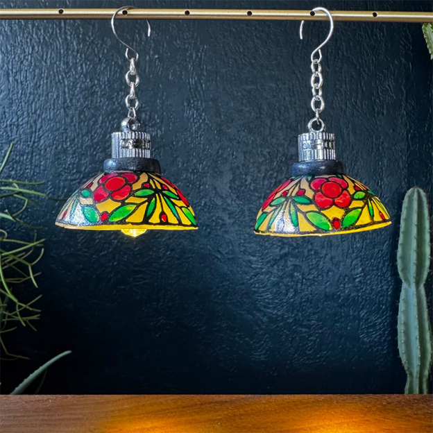 Hand-painted colorful glowing earrings