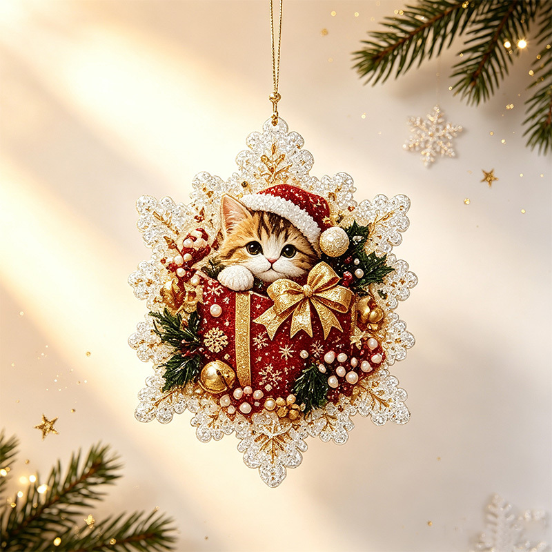DIY Christmas Cat Rhinestone Sticker Ornament