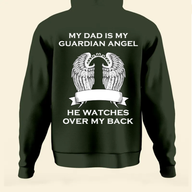 My Dad Is My Guardian Angel - Personalized Photo Back Printed Shirt