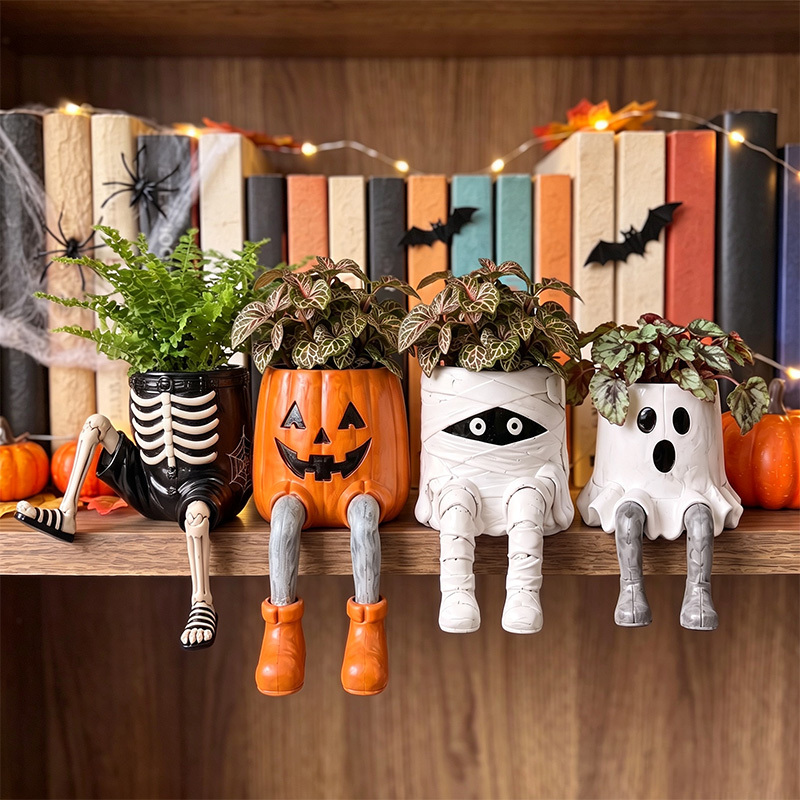Fun Halloween Hanging Leg Flower Pot