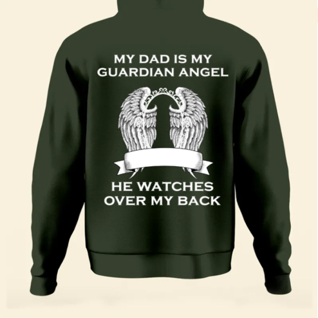 My Dad Is My Guardian Angel - Personalized Photo Back Printed Shirt