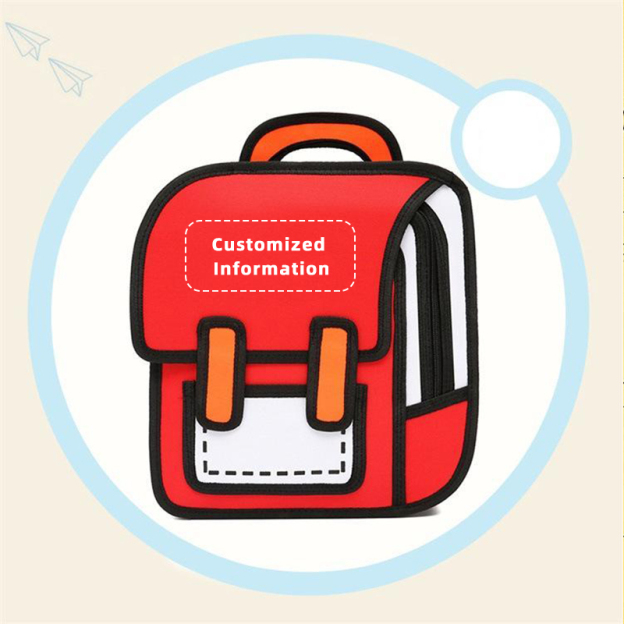 🎒Cute cartoon backpack, drawing style comic fun schoolbag