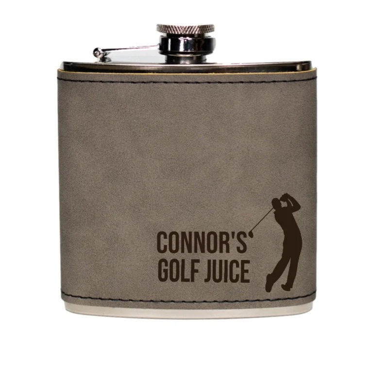 Personalized Leather Engraved Flask