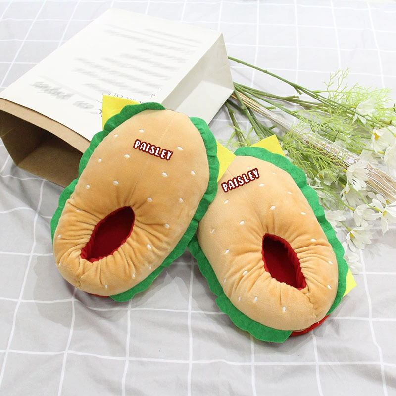 Personalized Hamburger Warm House Shoes