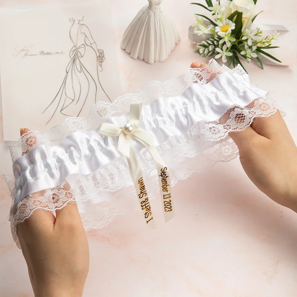 Stretch Pearl Lace Bow Garter