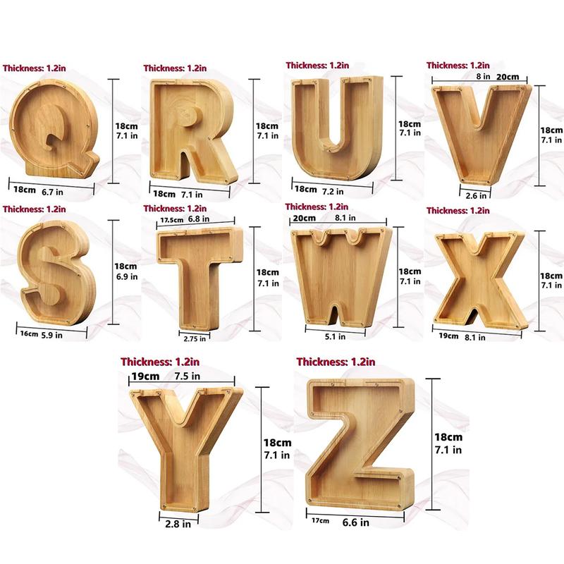 1Pc Wooden Letter Piggy Bank,Coins Jar, HomeDesktop Crafts Orament Decor